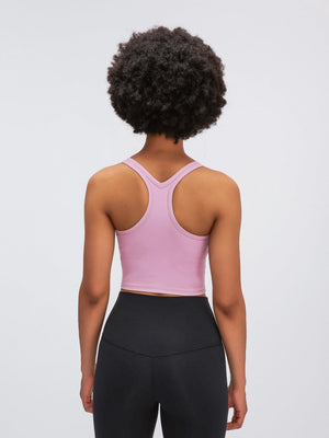 Caramel Sculpted Racerback Crop Tank