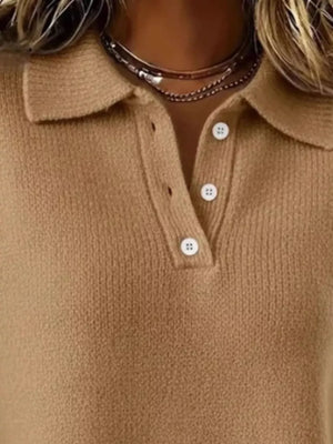 Button Detail Dropped Shoulder Sweater Plus Size in Black with ribbed cuffs