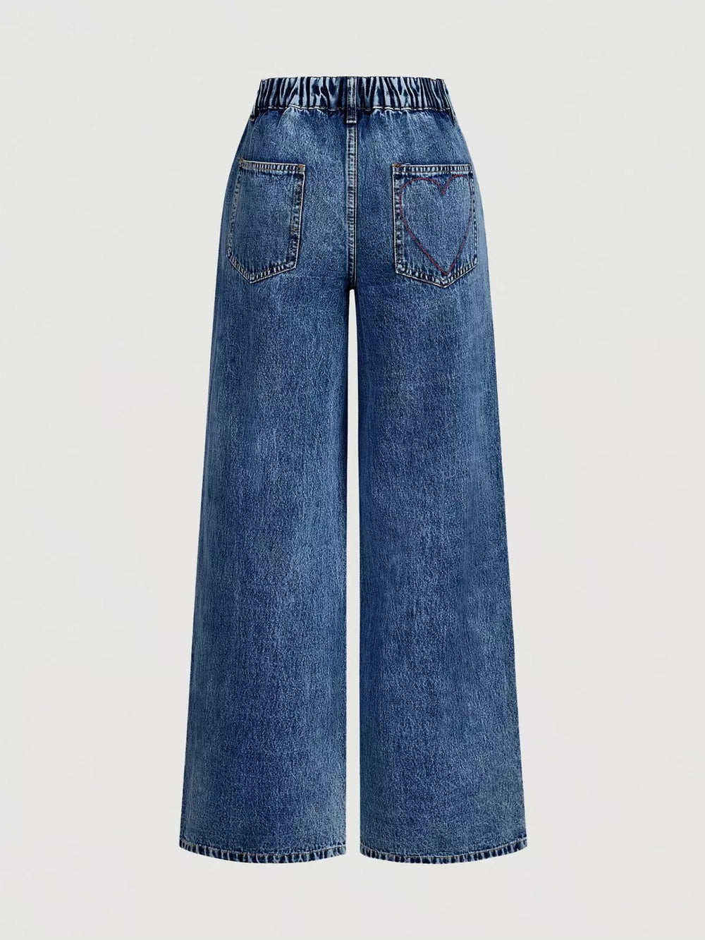 Embroidered Heart Wide-leg Jeans in this colorway