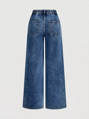 Embroidered Heart Wide-leg Jeans in this colorway