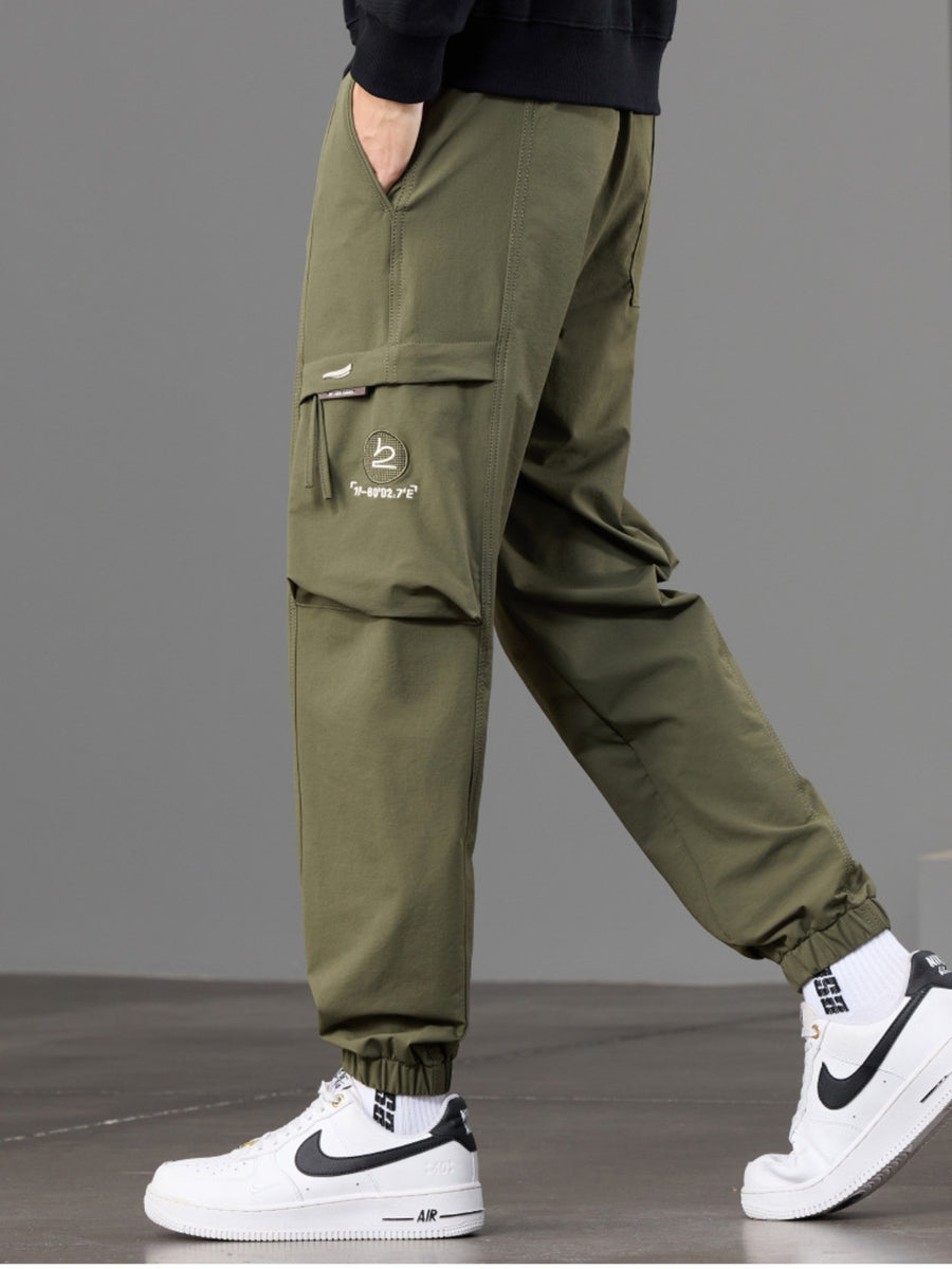 Men's Casual Cargo Joggers in Black