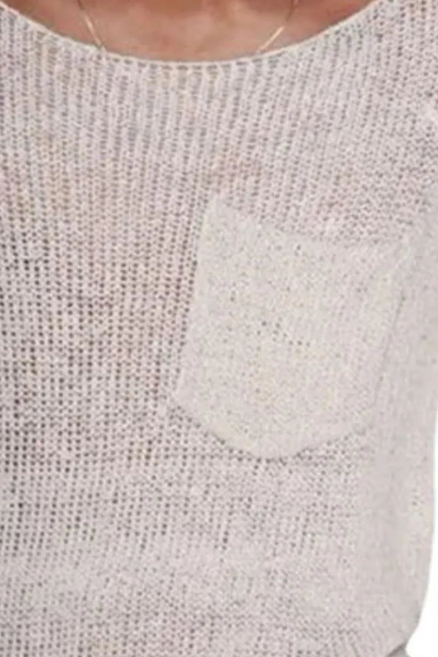Slub knit pocket tee with scoop neck in ivory.