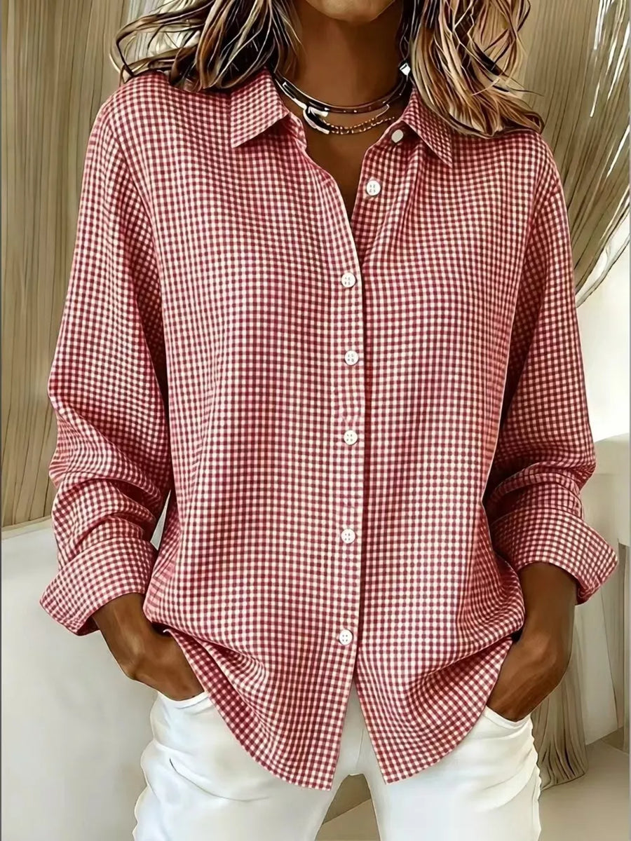 Off-white Plus Size Plaid Button Up Long Sleeve Shirt