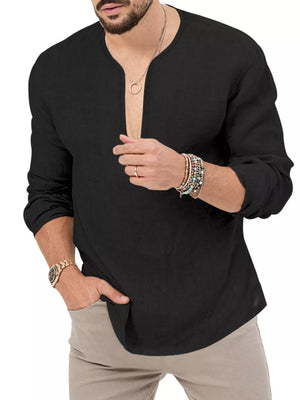 Gray Men's Slim Fit Long Sleeve Blouse Plus Size