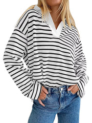 black t-shirt with striped and collared