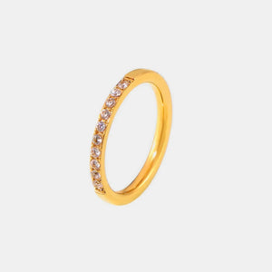 Gold pavé band stacking ring with clear stones