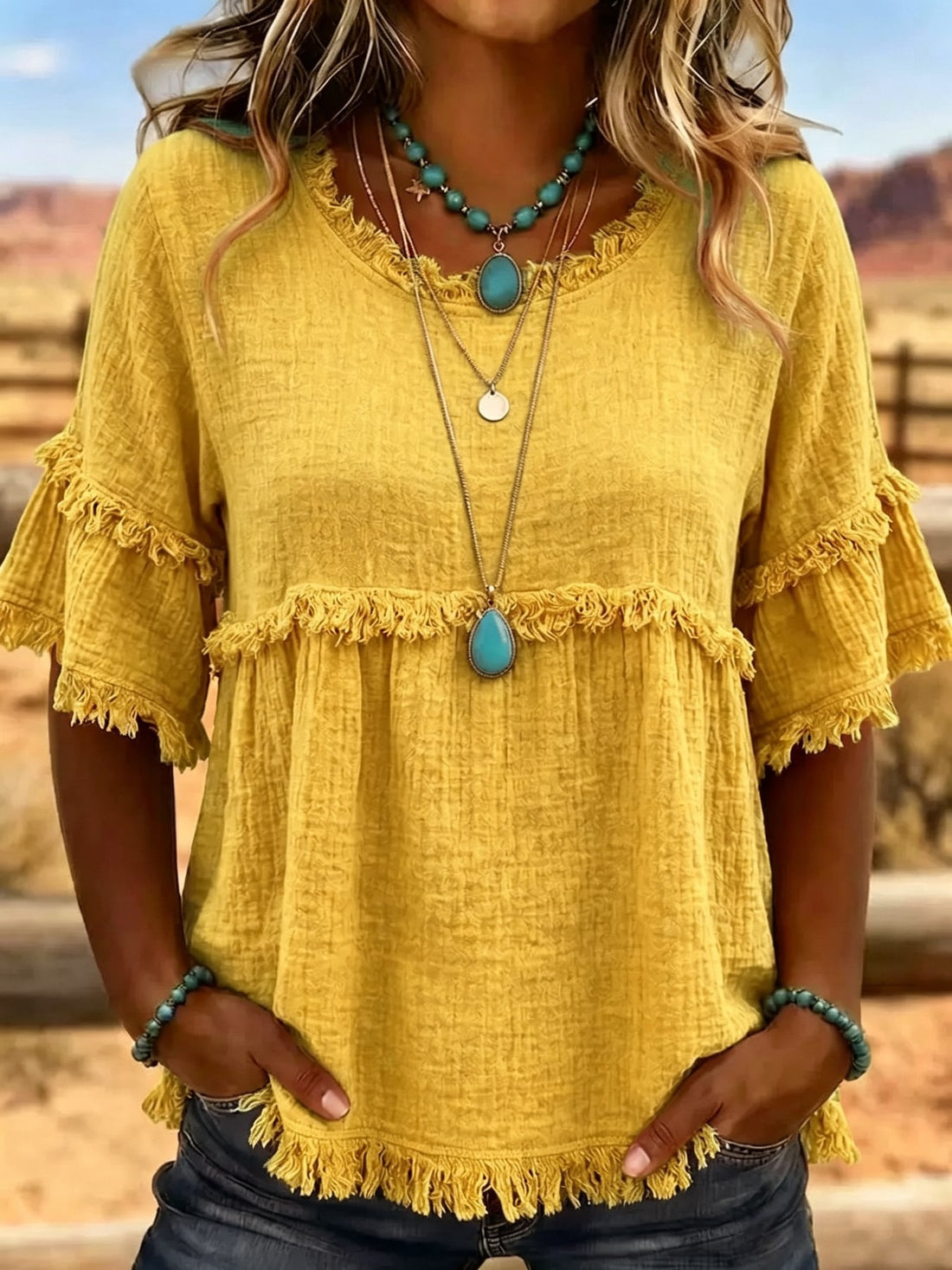 Black relaxed blouse with round neck