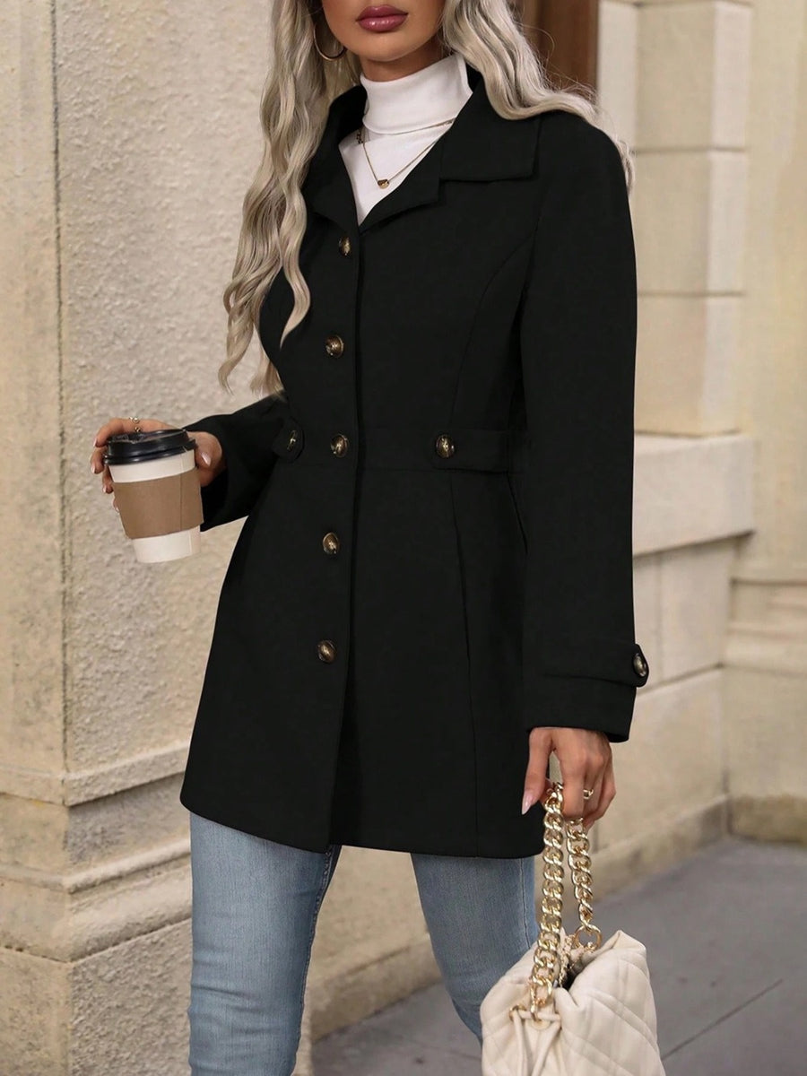 Khaki regular overcoat with notch lapel