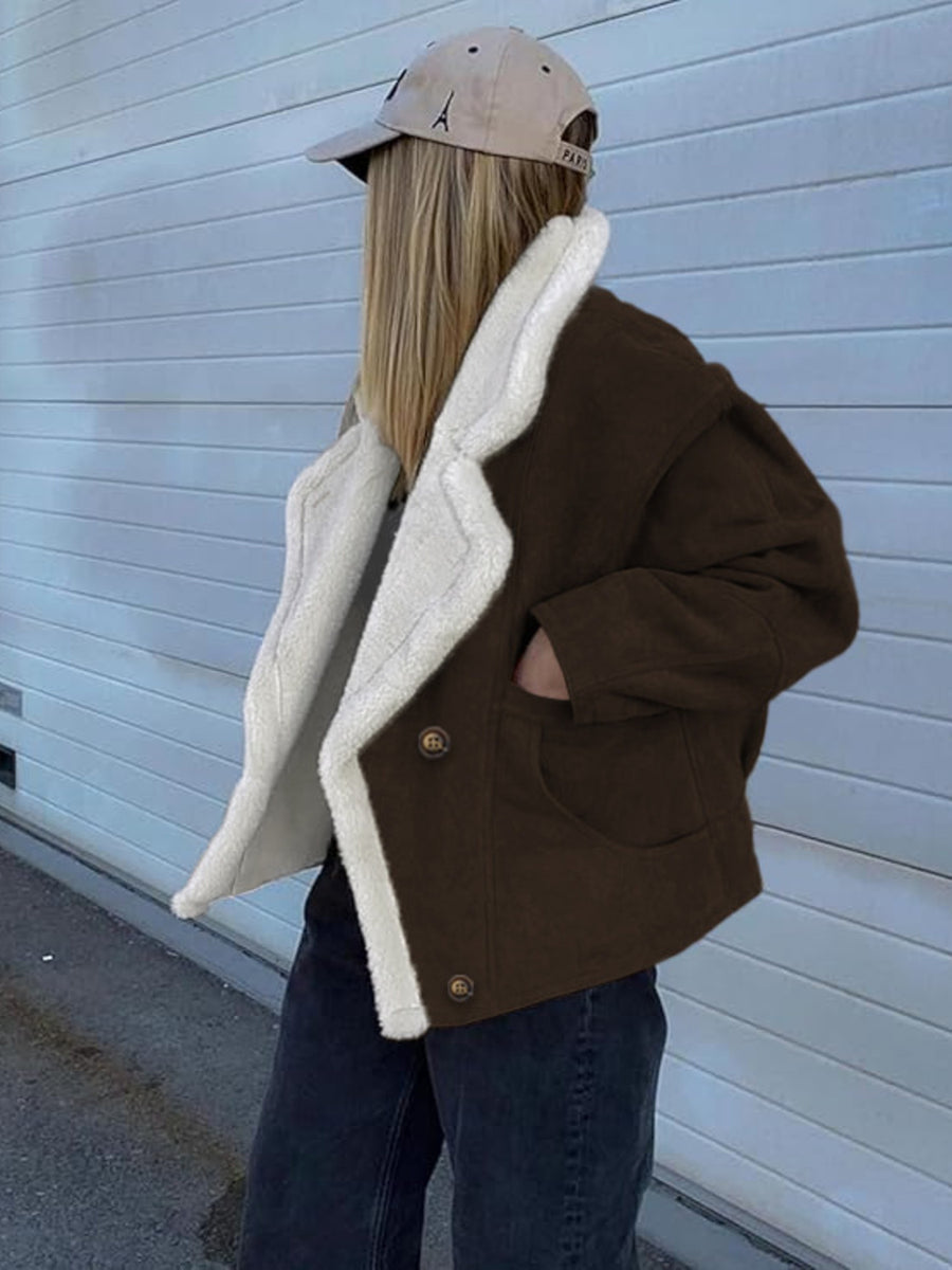 modern overcoat in slate blue with shawl lapel