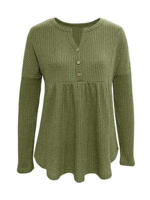 modern peplum top in Moss with henley