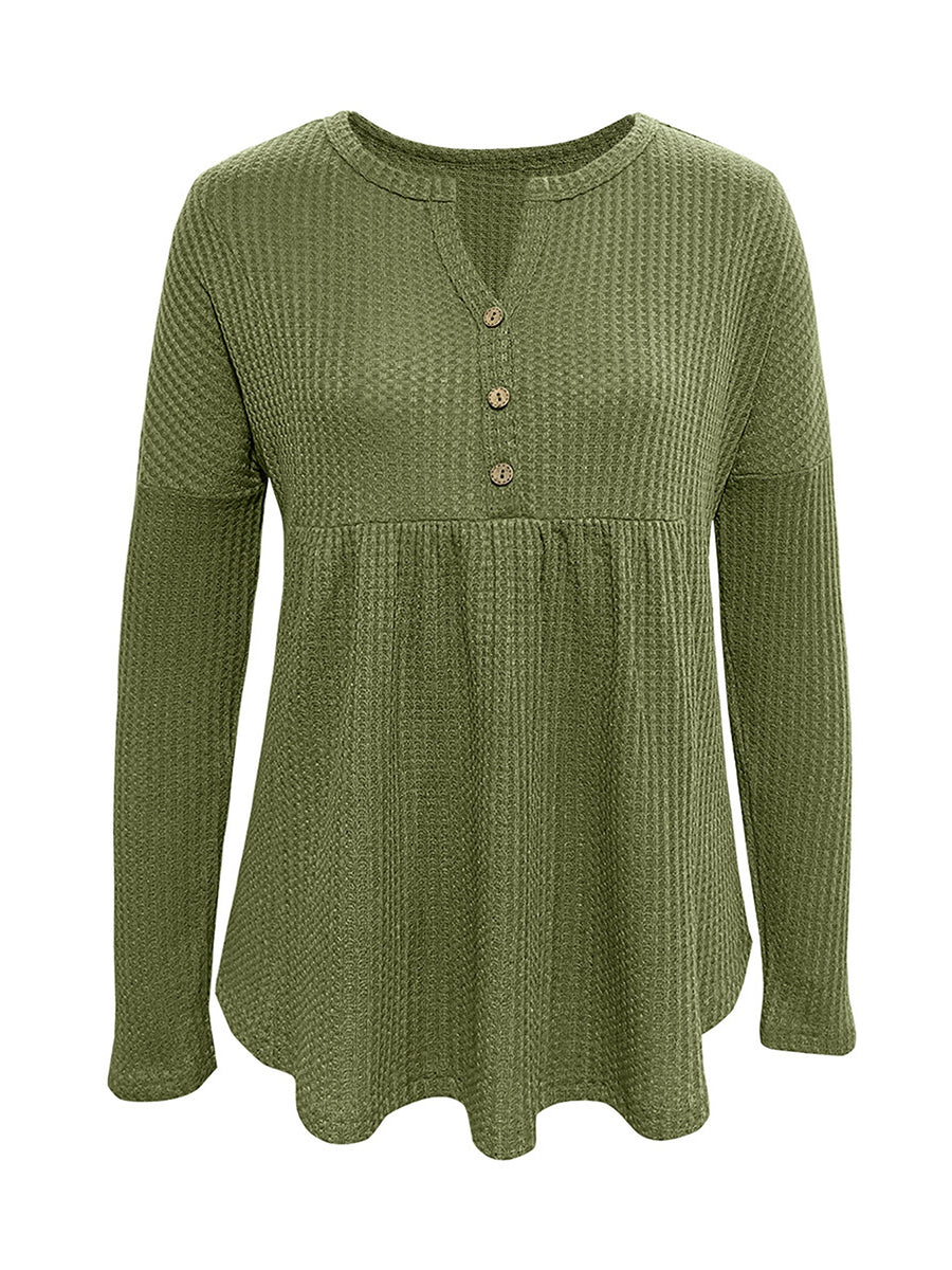modern peplum top in Moss with henley