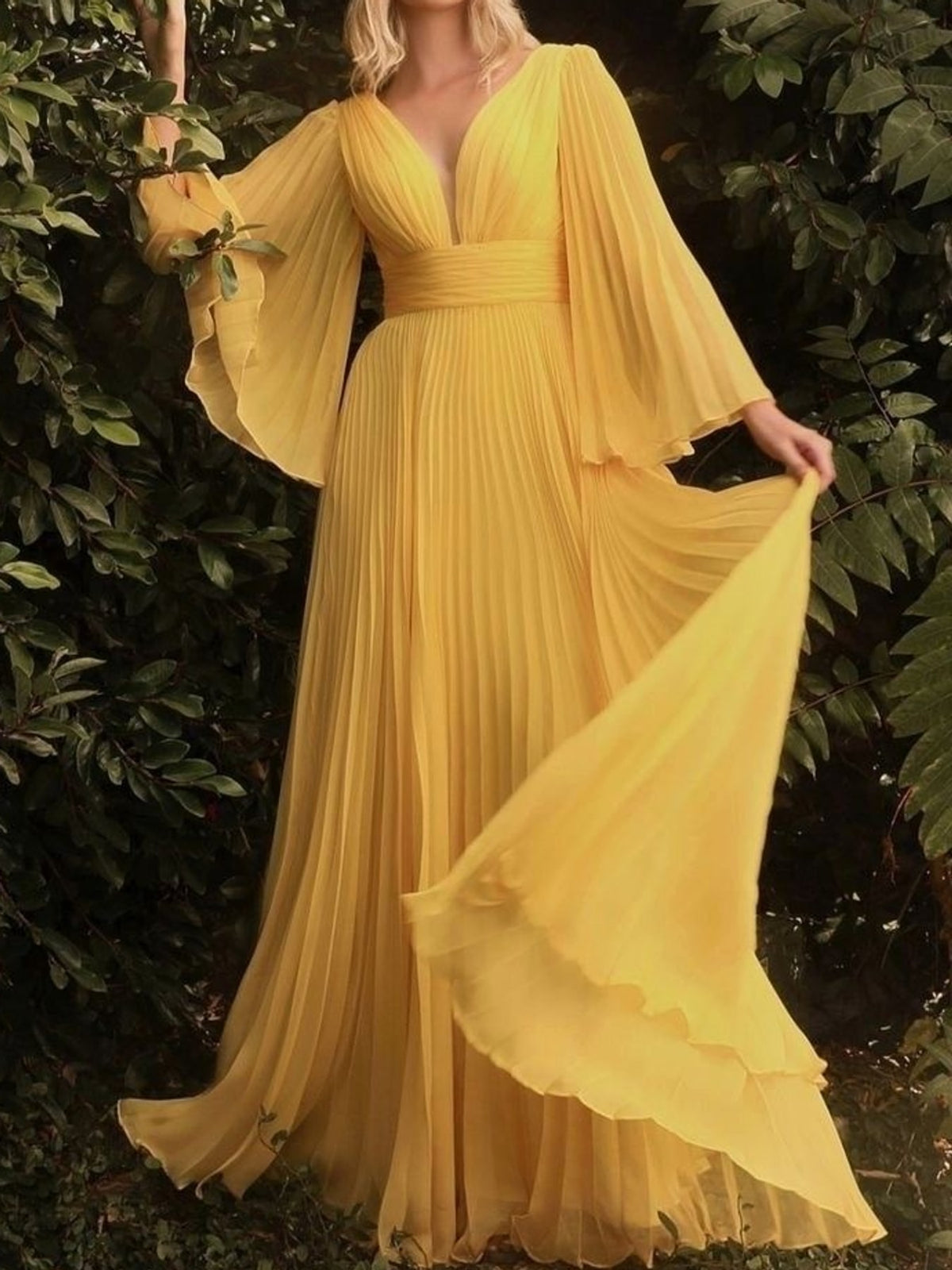 Violet A-line maxi dress with v-neck