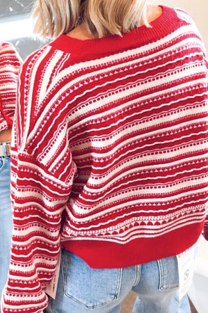 classic cardigan in Deep Red with v-neck