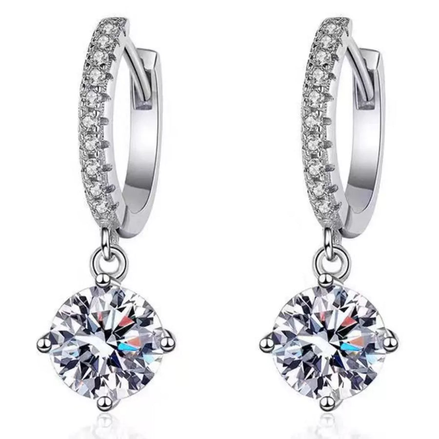 925 sterling silver,Moissanite Carat weight: 1ct Care instructions: Avoid wearin earrings in Silver with drop silhouette