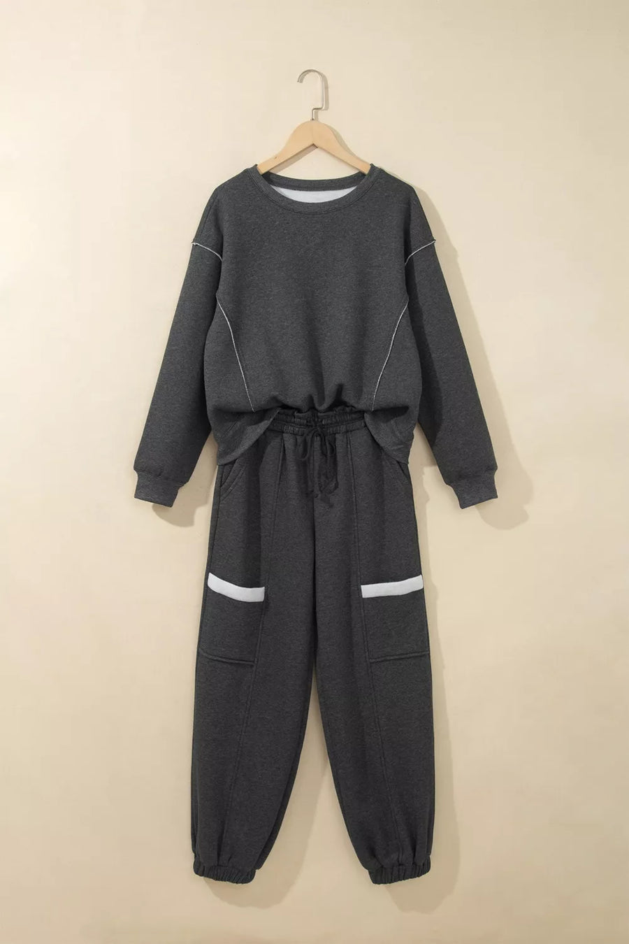 charcoal lounge set with pocketed and long sleeve