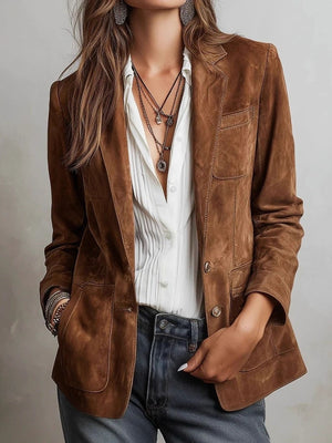 100% polyester Care instructions: Machine wash cold blazer in Caramel with regular silhouette