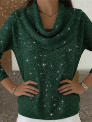 black relaxed pullover sweater with cowl neck