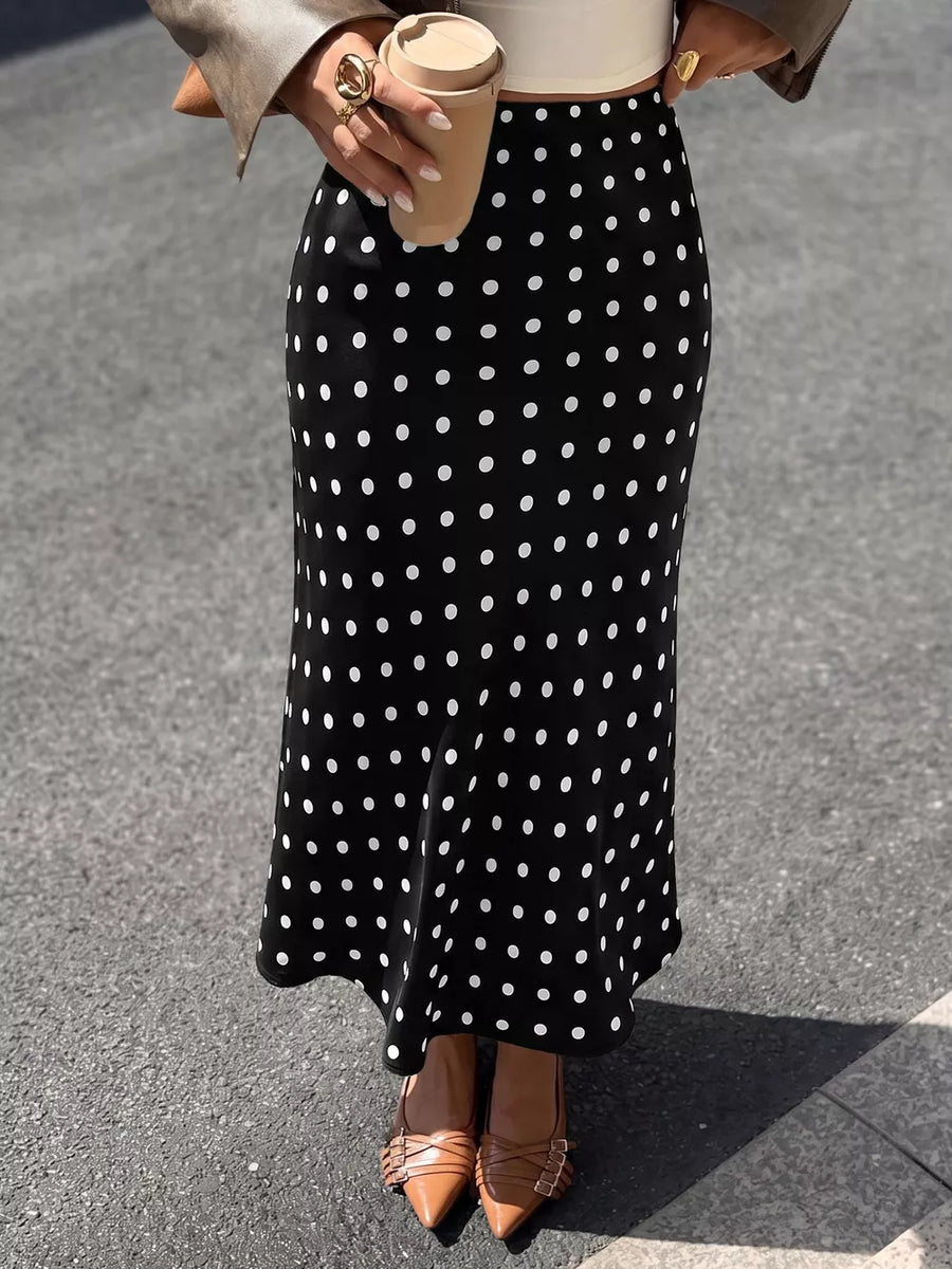 Polka Dot Midi Skirt in Orange-red, view 18