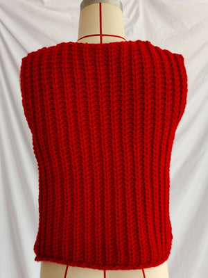 Red regular sweater vest with v-neck