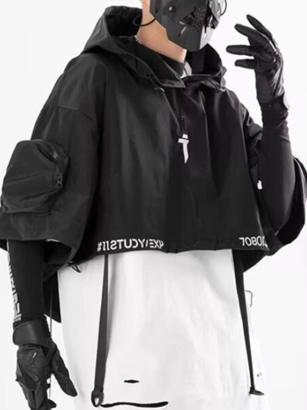 Grey Men's Oversized Cropped Hoodie