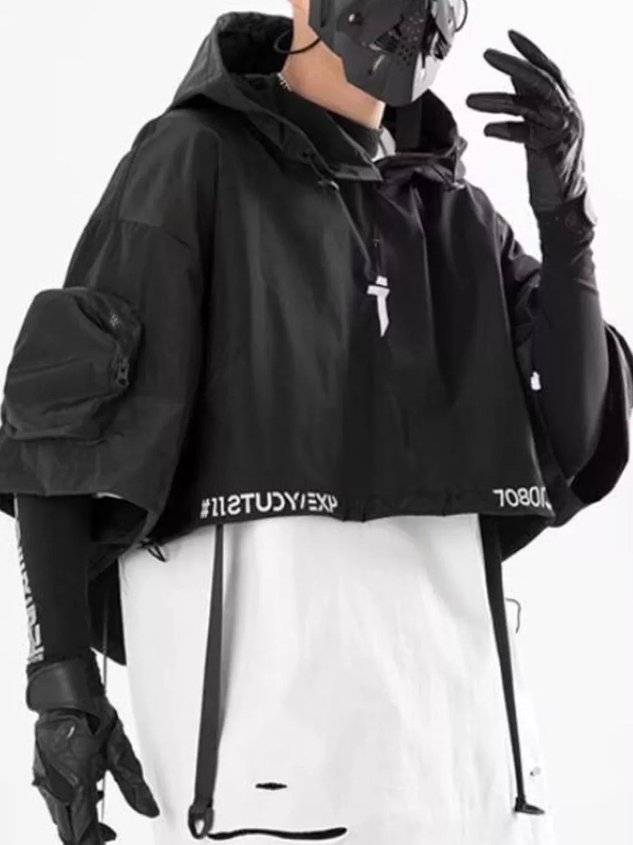 Grey Men's Oversized Cropped Hoodie
