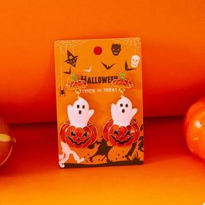 Orange earrings with mini and hook-and-eye