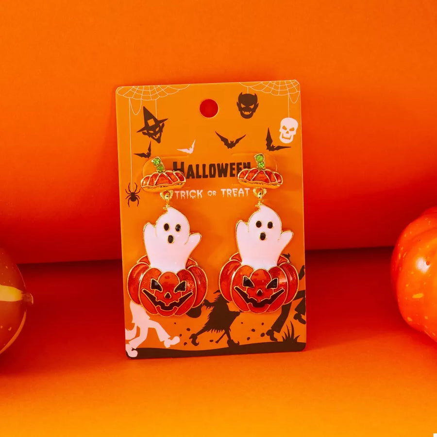 Orange earrings with mini and hook-and-eye
