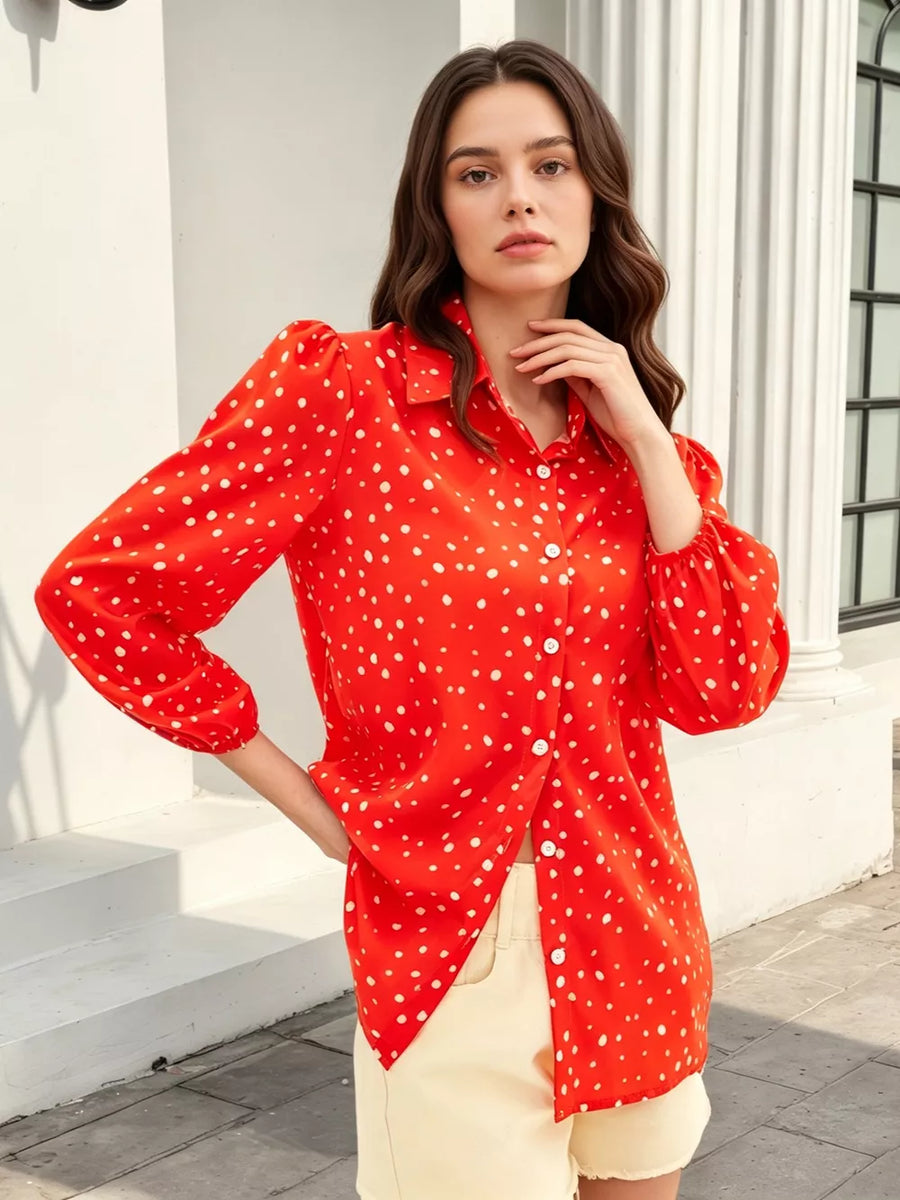 Yellow with Polka Dot Puff Sleeve Shirt