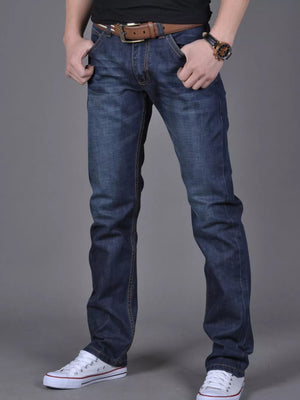 Blue with Men's Slim Fit Blue Jeans