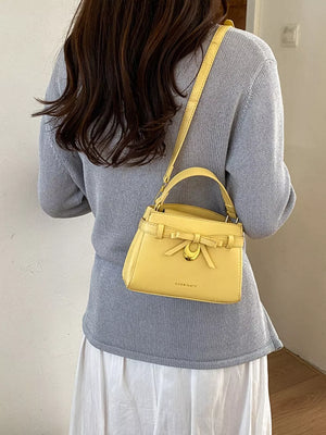 Yellow Bow Pu Leather Crossbody Bag