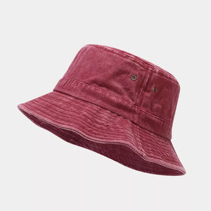 hat in burgundy featuring eyelets and relaxed fit