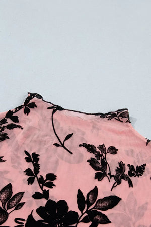 Floral Print Mesh Long Sleeve Blouse option 8