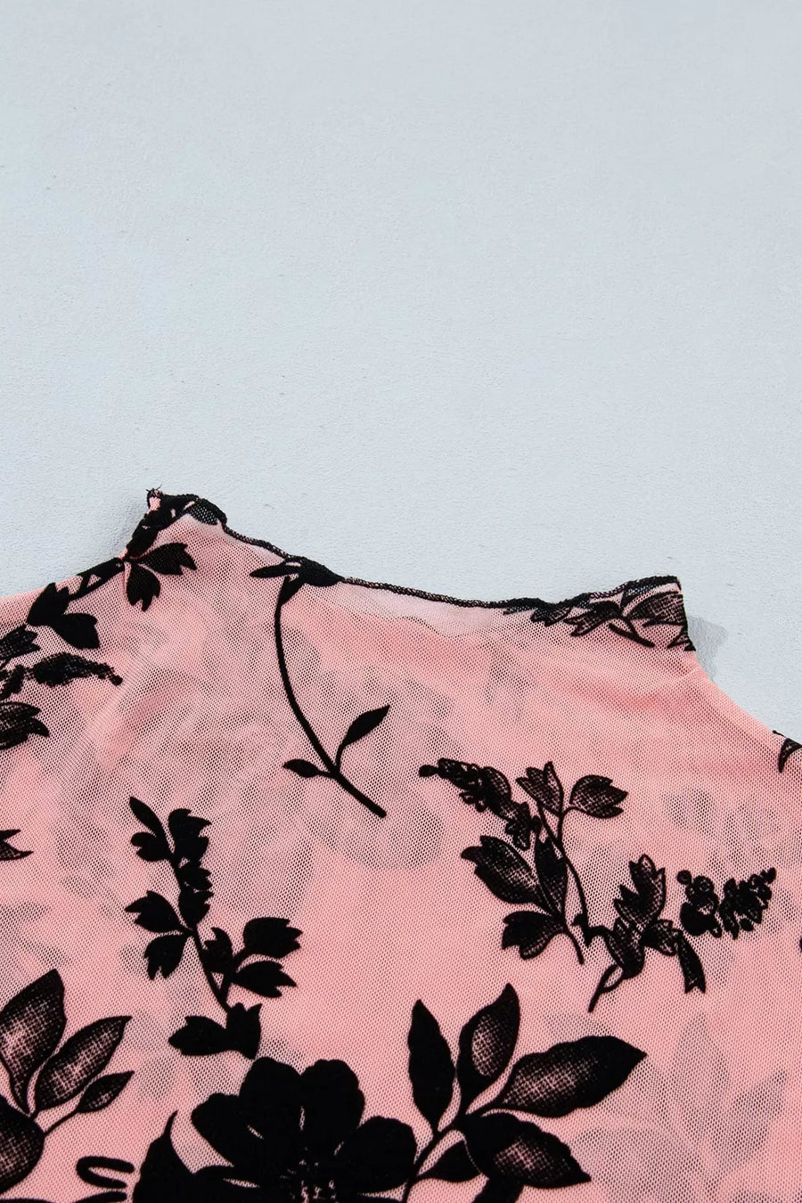 Floral Print Mesh Long Sleeve Blouse option 8