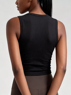 pale yellow athletic tank with breathable and sleeveless