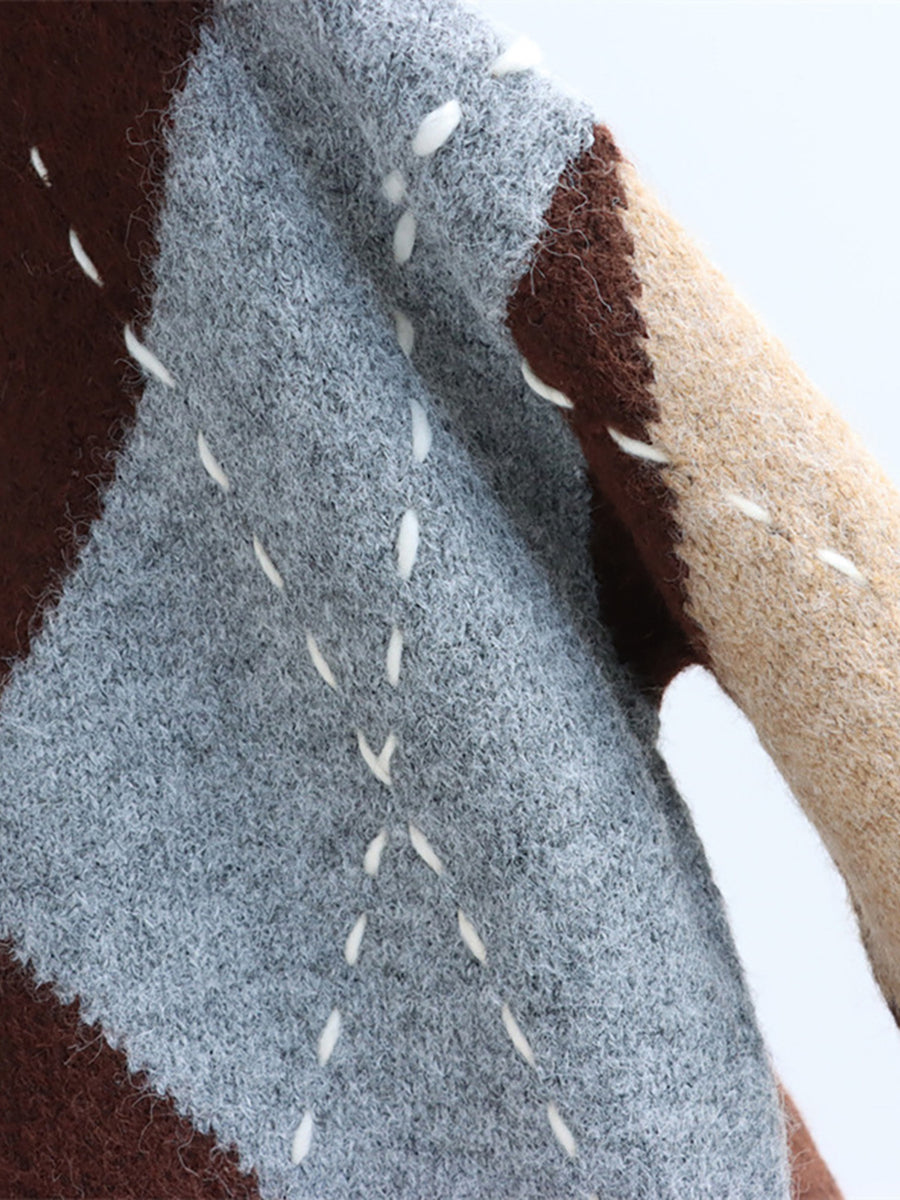 slate gray v-neck sweater with hip-length and pullover