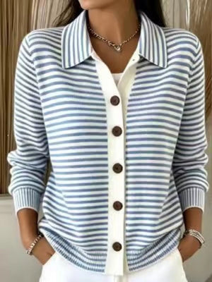 cardigan in Pink with collared and long sleeve