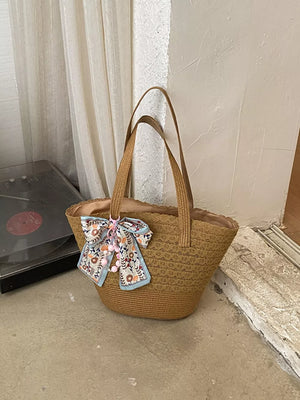 Brown Straw Woven Shoulder Bag