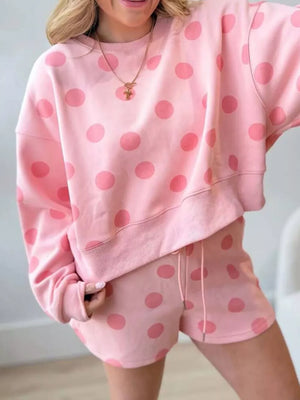 cream relaxed lounge set with crew neck