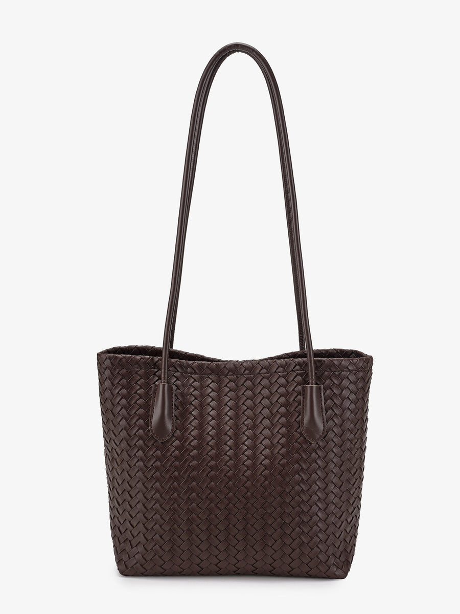 shoulder bag in Coffee Brown with woven and woven texture