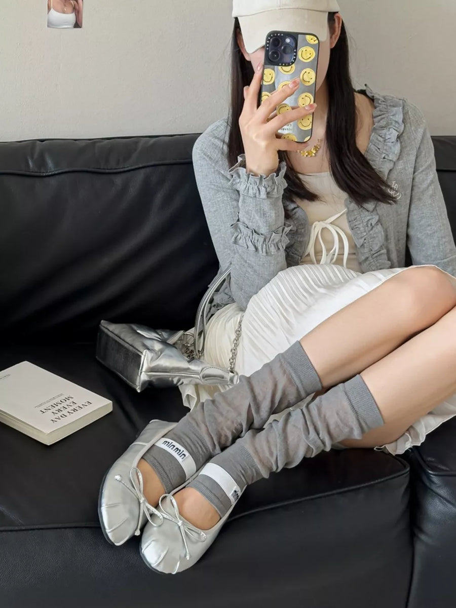cotton Imported Size &amp socks in Milky White with fitted silhouette