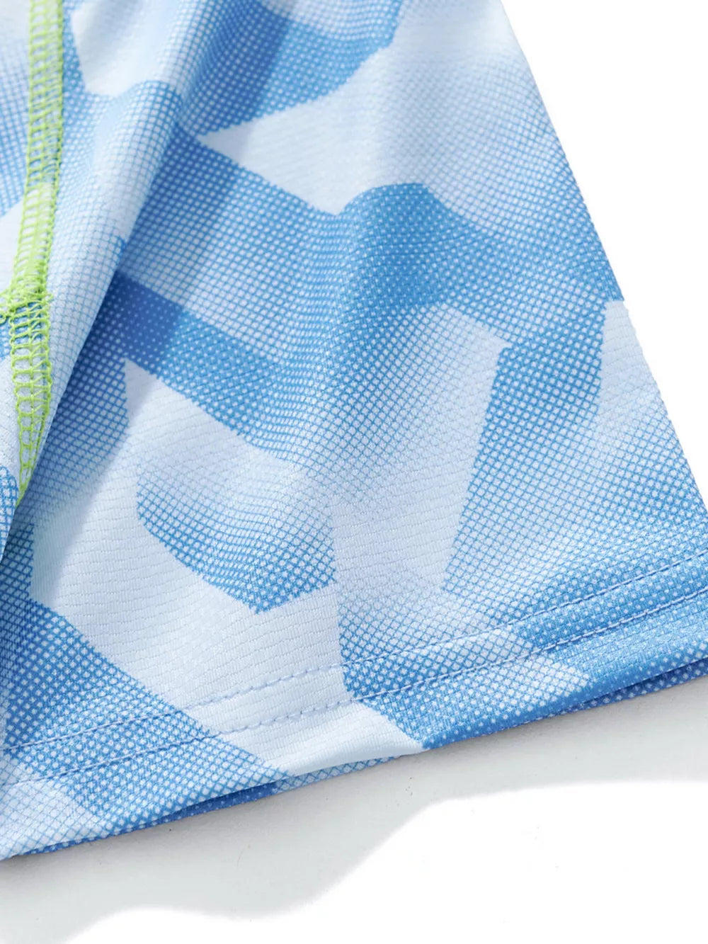 Toddler boys' blue geometric print tee with breathable fabric and contrast stitching.