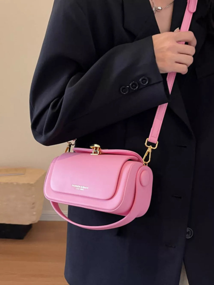 Pu Leather Flap Crossbody Bag in Pink, view 13