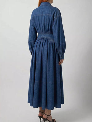 classic wrap dress in Dark Blue with collared