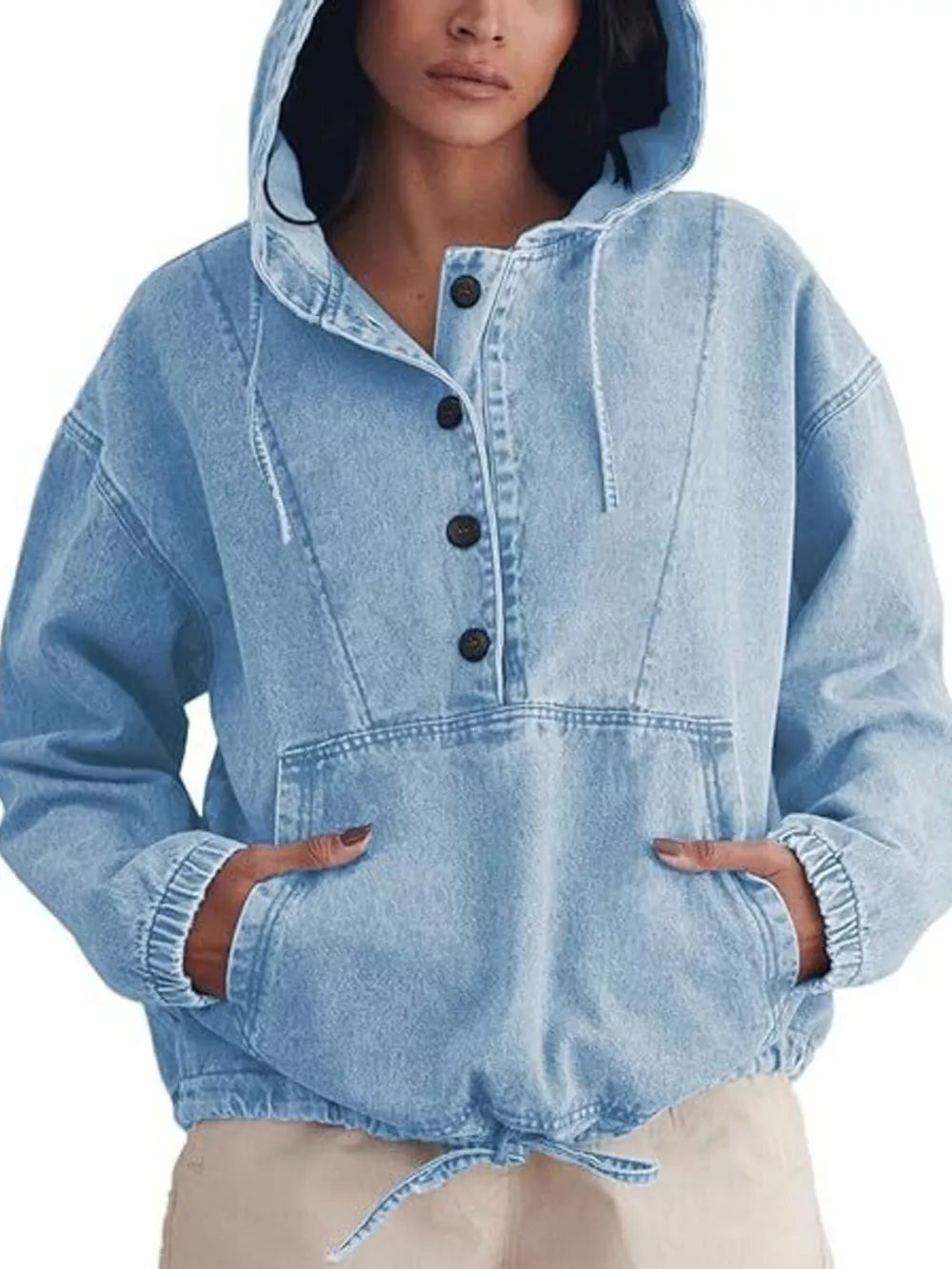 streetwear pullover hoodie in Dark Blue with hooded