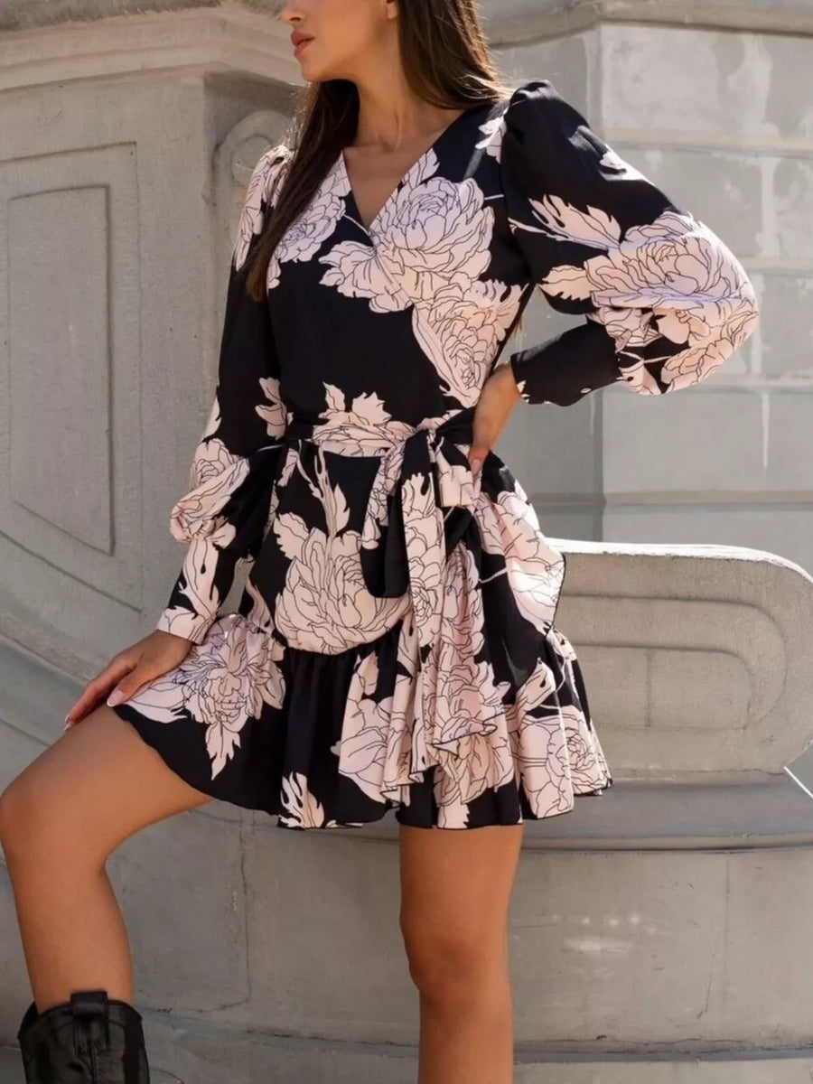 mini dress in Black with frill and mini
