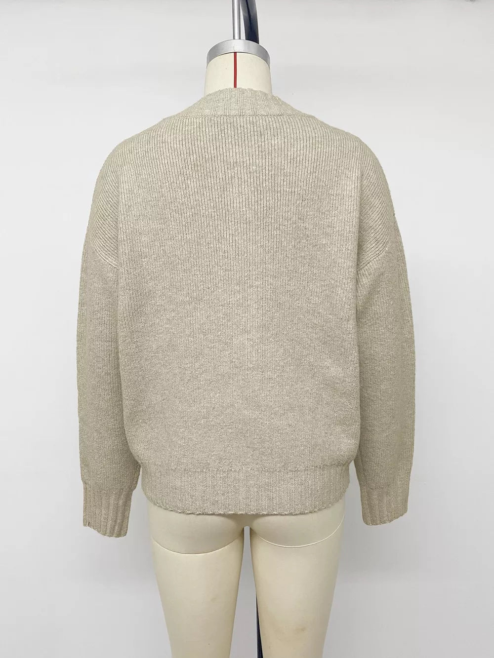 cardigan in Khaki with zipper and hip-length