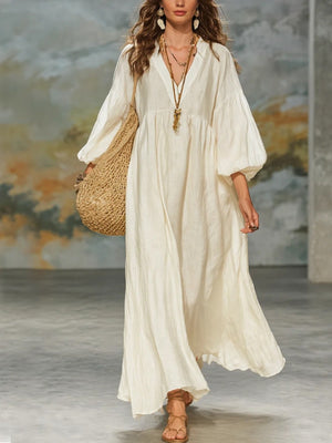 maxi dress in cream featuring plus-size and A-line fit