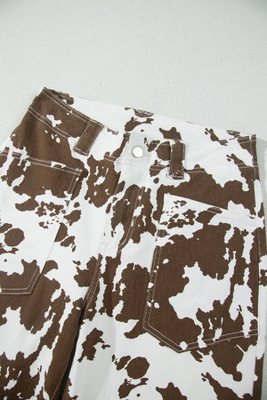 dark brown jeans with full-length and zip-front