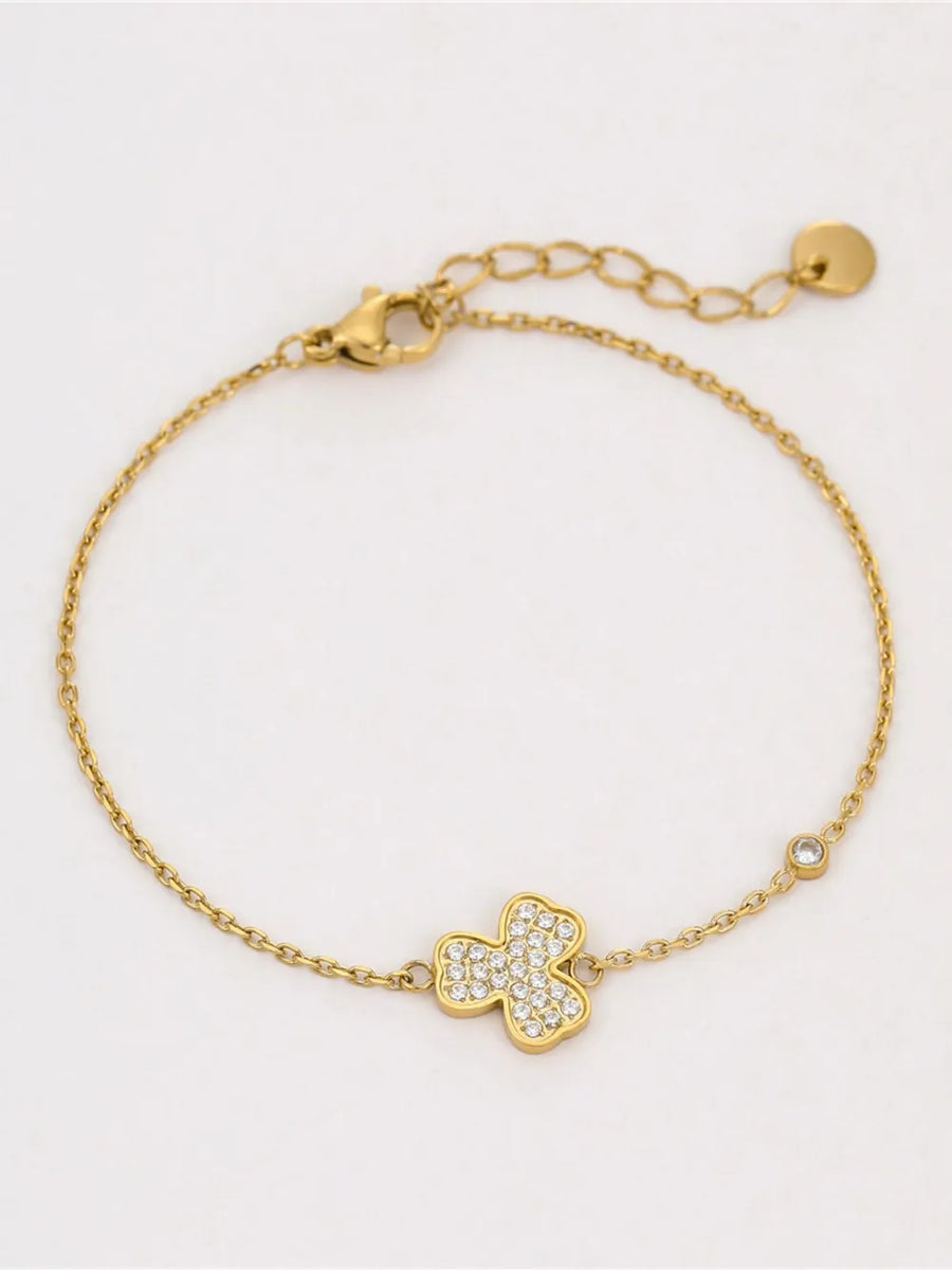 18K Gold-Plated,Stainless Steel,Zircon Care instructions: Avoid wearing during e bracelet in clear with chain silhouette