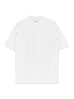 Ivory oversized crew neck t-shirt with short sleeves and a relaxed fit.